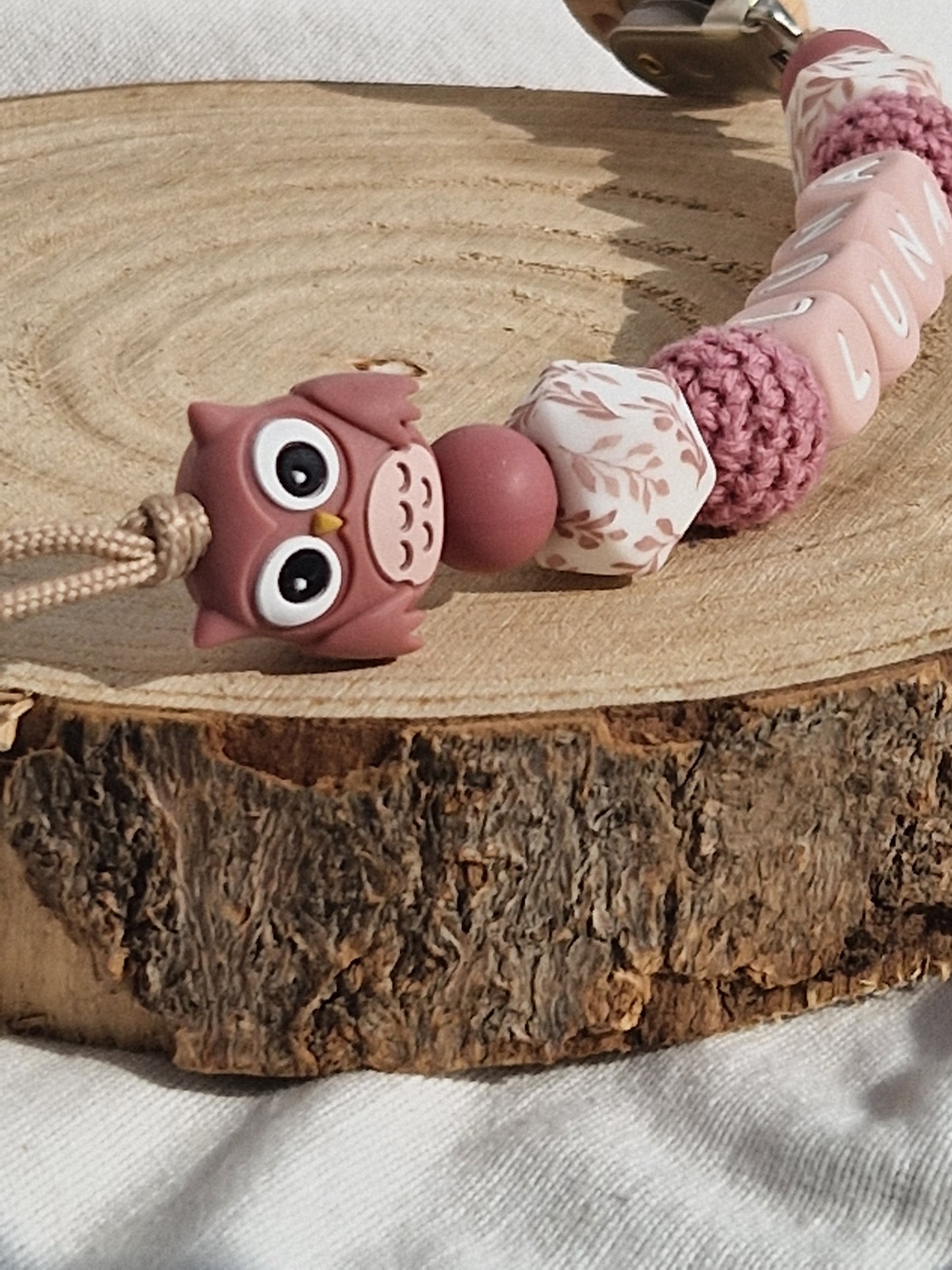 Attache Tétine Luna - Perles en silicone - Cadeau Bébé