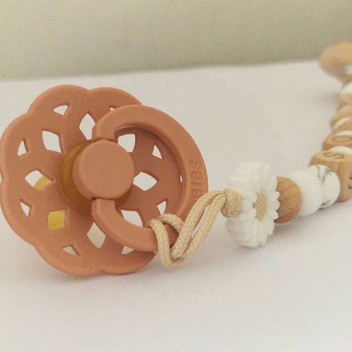 Attache Tétine Lisa - Perles en Silicone - Cadeau Bébé