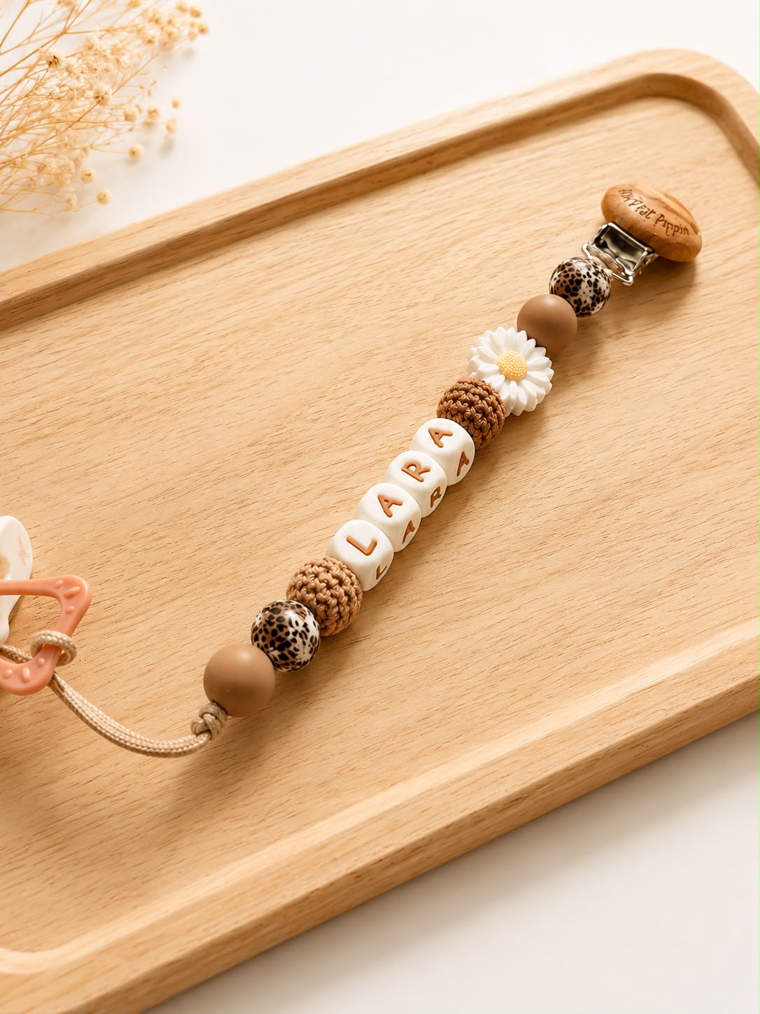 Attache Tetine Lara - perles en silicone - cadeau bébé