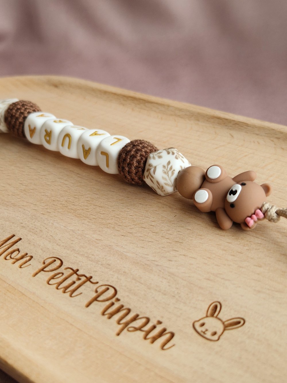 Attache Tétine Laura - Perles en silicone - Cadeau bébé