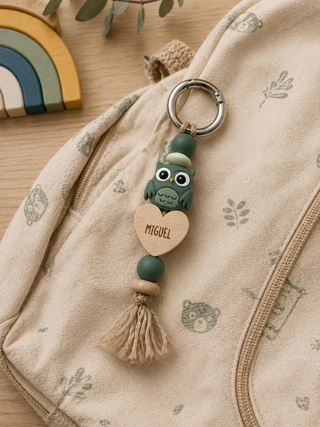 Porte clé Archie - perles en silicone - cadeau enfant - rentrée de classe