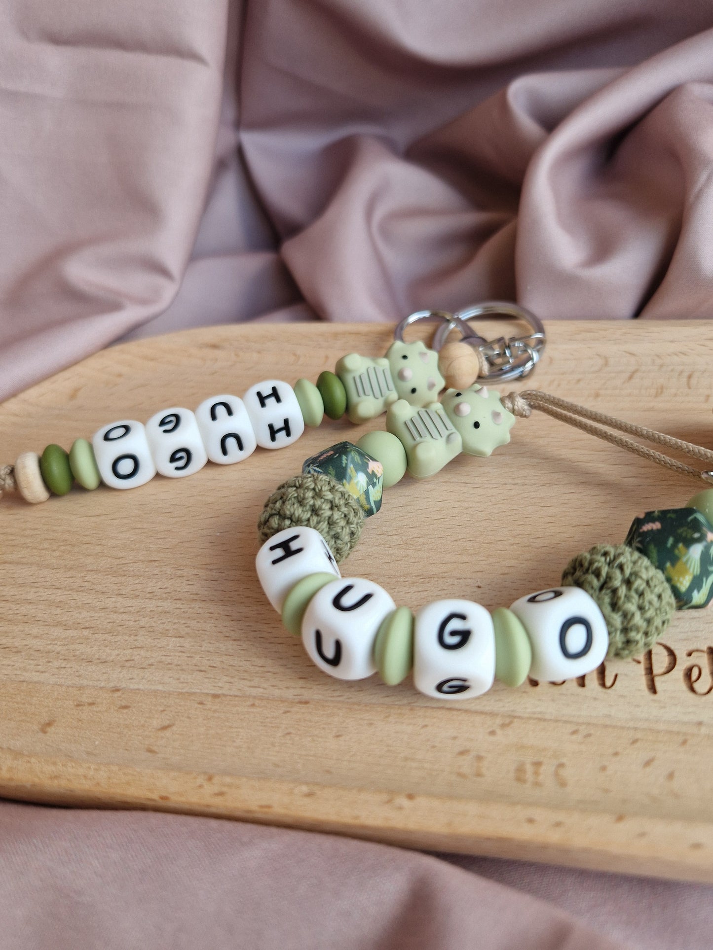 Porte clé personnalisée - perles en silicone- cadeau enfant
