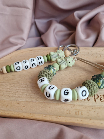 Porte clé personnalisée - perles en silicone- cadeau enfant
