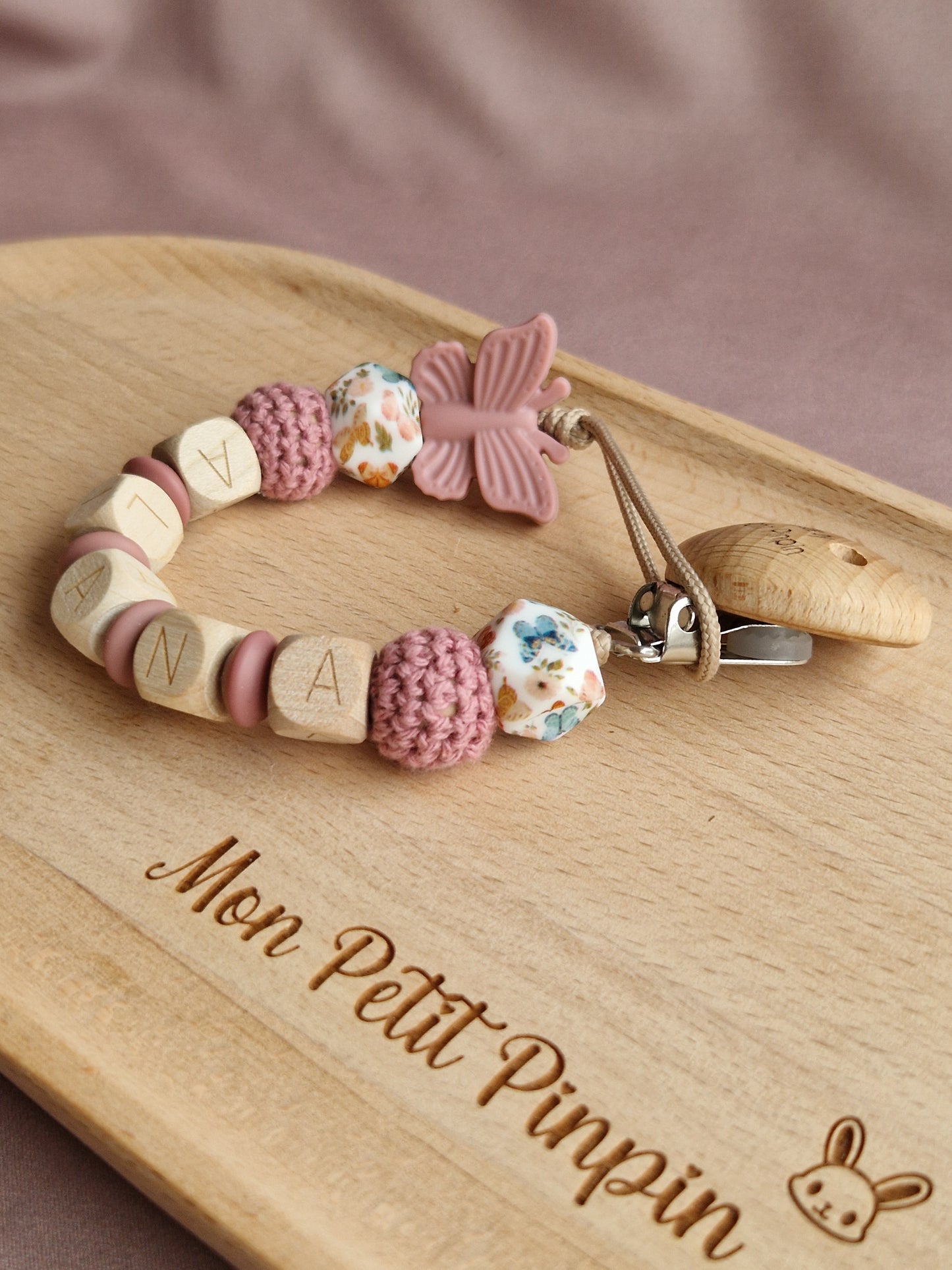 Attache Tétine Alana - Perles en silicone  - Cadeau Bébé