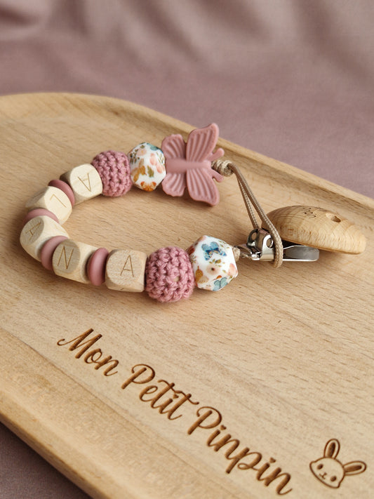 Attache Tétine Alana - Perles en silicone  - Cadeau Bébé