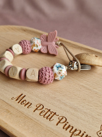 Attache Tétine Alana - Perles en silicone  - Cadeau Bébé