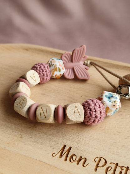 Attache Tétine Alana - Perles en silicone  - Cadeau Bébé