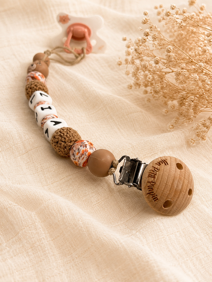 Attache Tétine Lia - perles en silicone floral - cadeau bébé