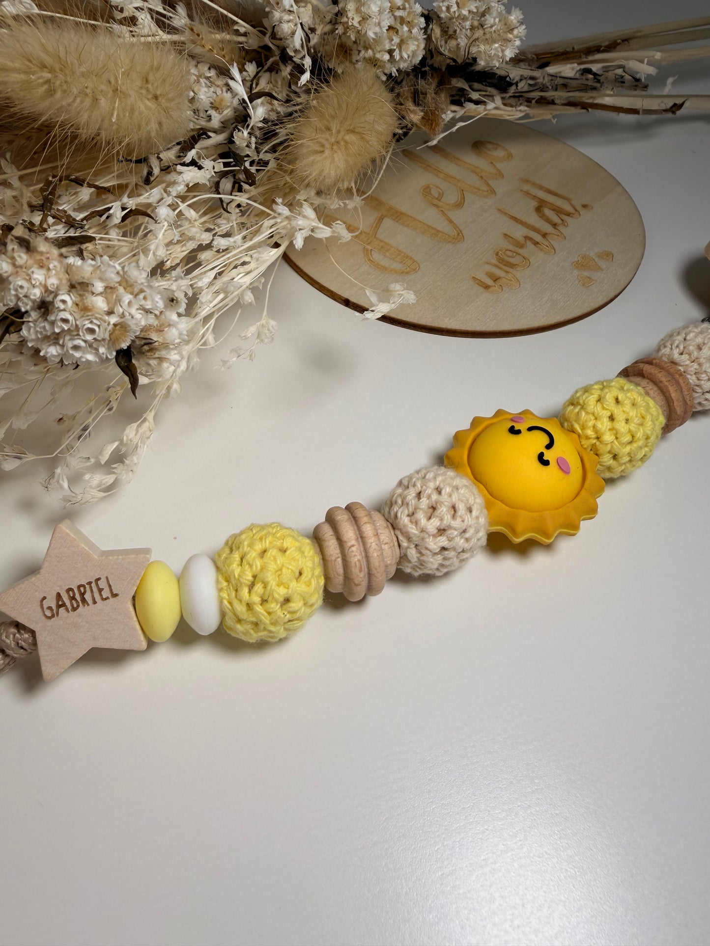 Attache tétine Sunshine - Perles en silicone - Cadeau Bébé