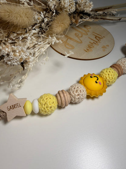 Attache tétine Sunshine - Perles en silicone - Cadeau Bébé
