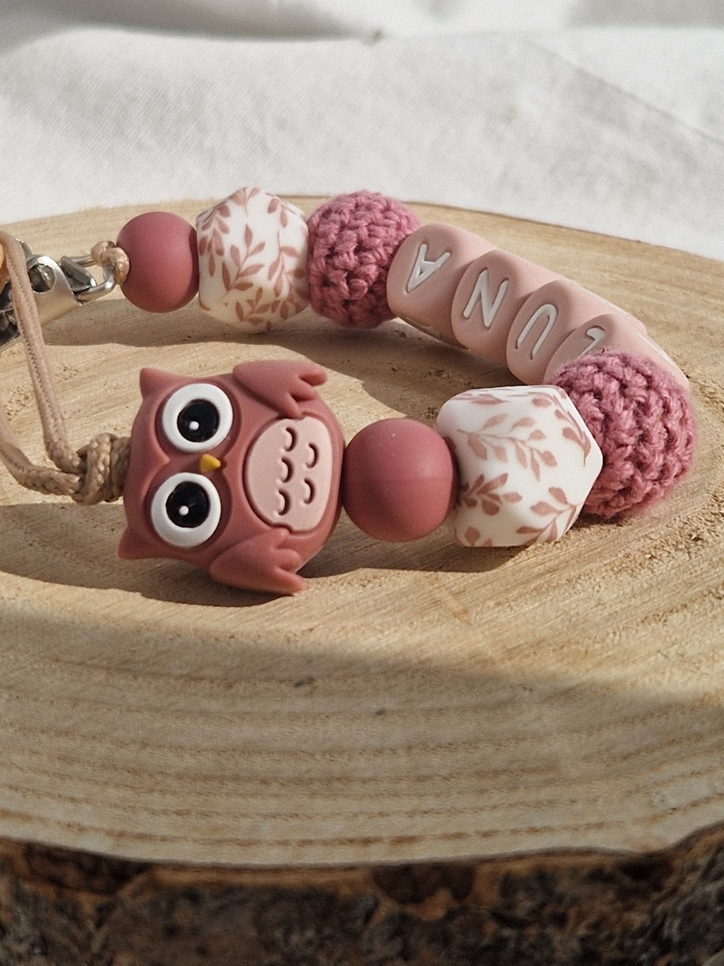Attache Tétine Luna - Perles en silicone - Cadeau Bébé