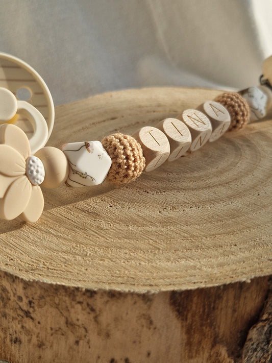 Attache Tétine Tina - perles en silicone - cadeau bébé