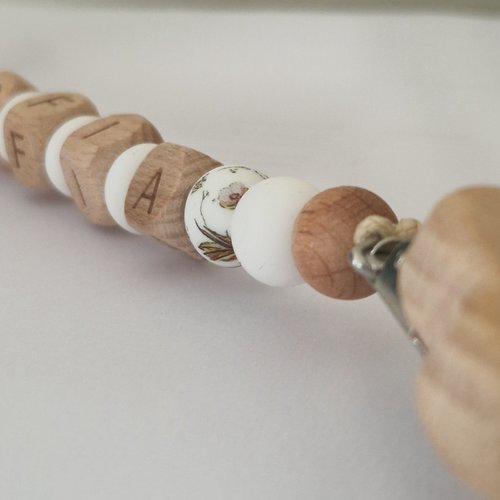Attache Tétine Lisa - Perles en Silicone - Cadeau Bébé