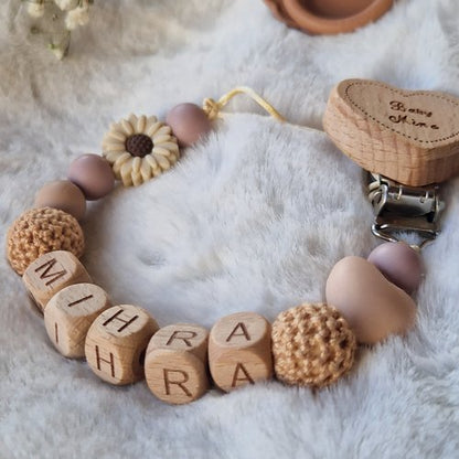 Attache Tétine Daisy - Perles en Silicone - Cadeau Bébé