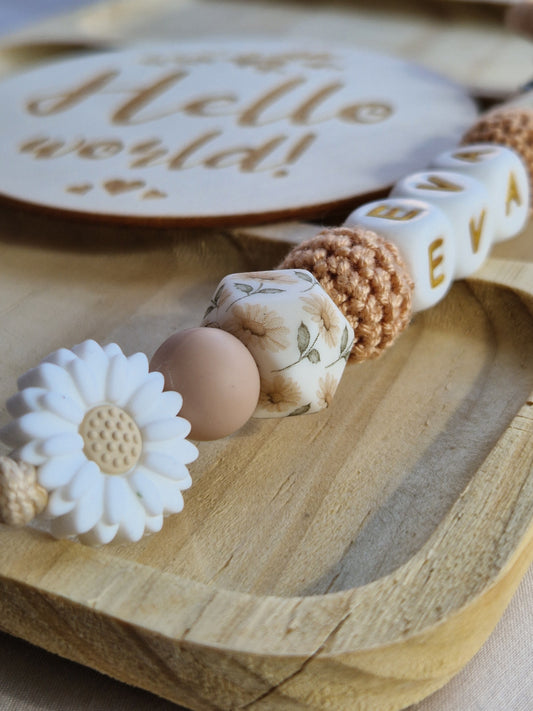 Attache Tétine Eva - Perles en Silicone - Cadeau Bébé