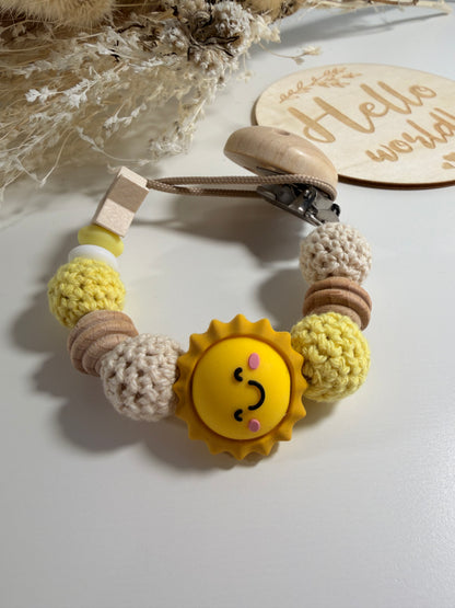 Attache tétine Sunshine - Perles en silicone - Cadeau Bébé