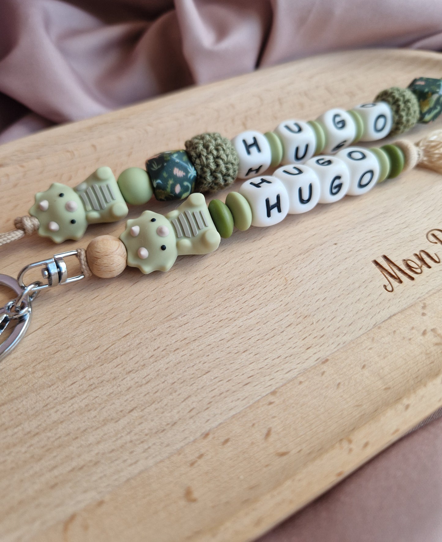 Porte clé personnalisée - perles en silicone- cadeau enfant