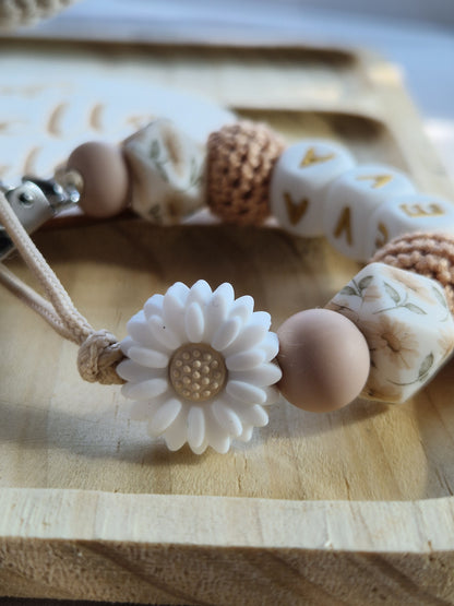 Attache Tétine Eva - Perles en Silicone - Cadeau Bébé