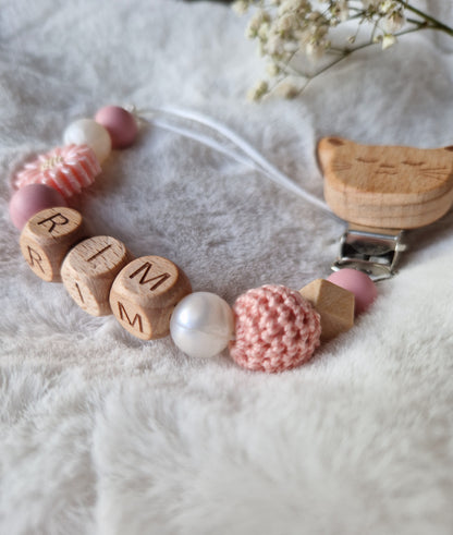Attache Tétine Mia - Perles en silicone - cadeau bébé