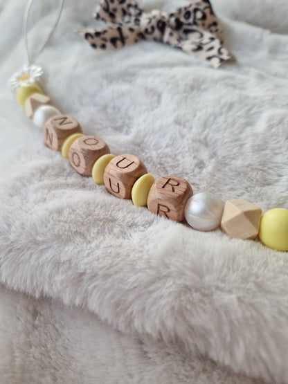 Attache Tétine Margarida - perles en silicone - cadeau bébé