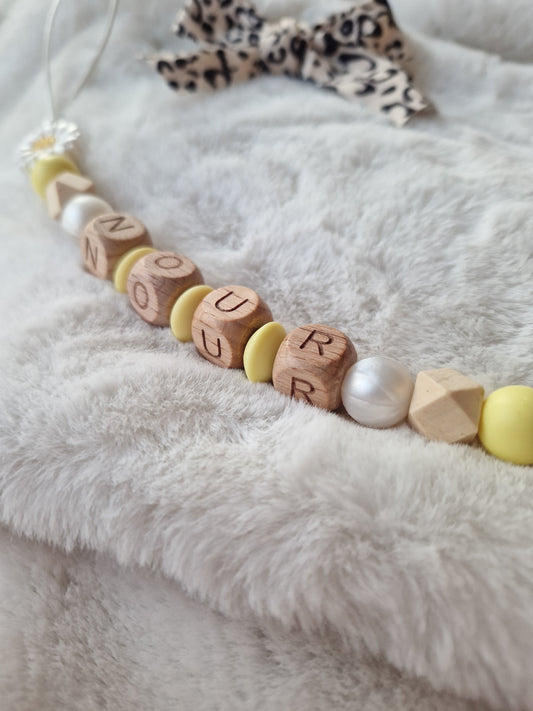 Attache Tétine Margarida - perles en silicone - cadeau bébé