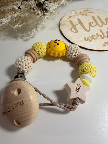 Attache tétine Sunshine - Perles en silicone - Cadeau Bébé