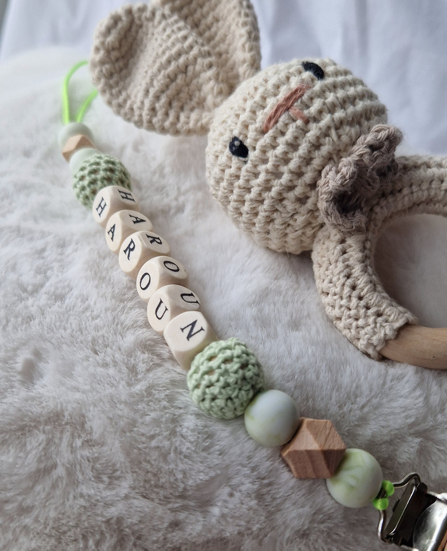 Attache Tétine Haroun - perles en silicone - cadeau bébé