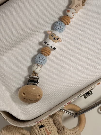 Prendedor de Chupeta Carneiro Mimi - Contas de silicone - Presente para Bebê