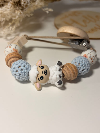 Prendedor de Chupeta Carneiro Mimi - Contas de silicone - Presente para Bebê