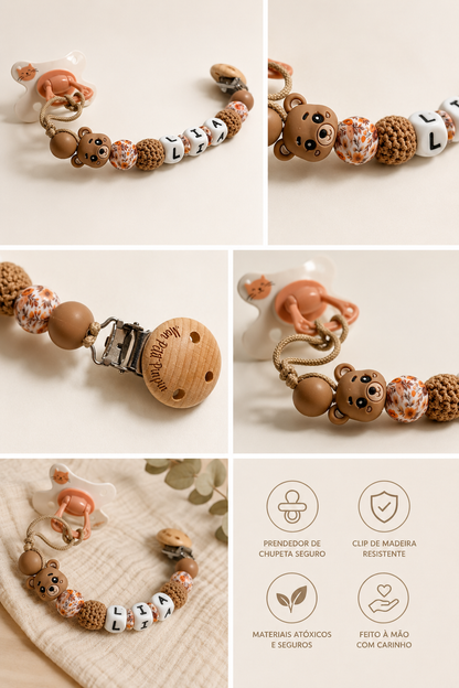 Attache Tétine Lia - perles en silicone floral - cadeau bébé