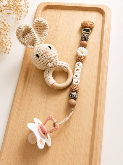 Attache Tetine Lara - perles en silicone - cadeau bébé