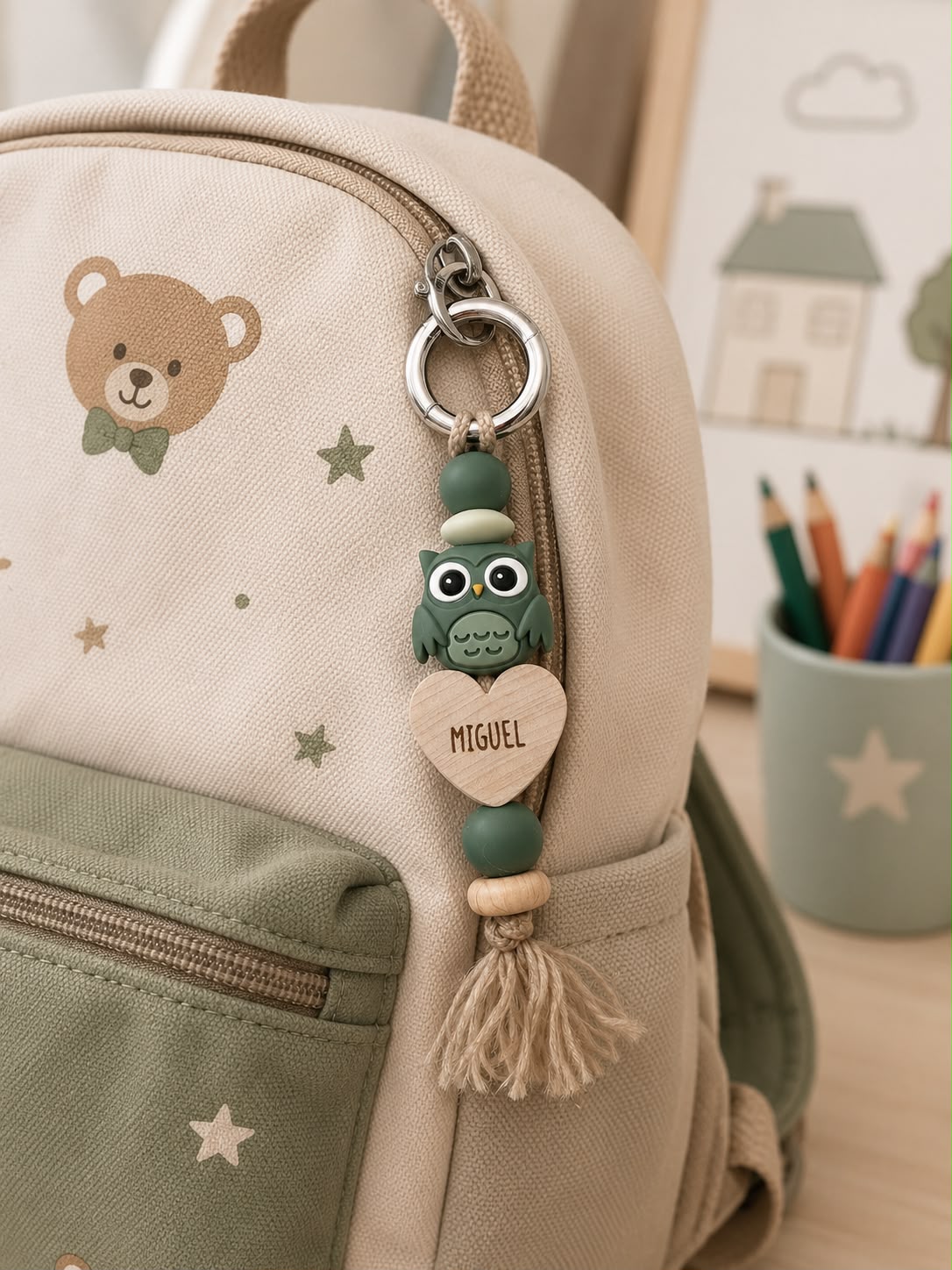 Porte clé Archie - perles en silicone - cadeau enfant - rentrée de classe