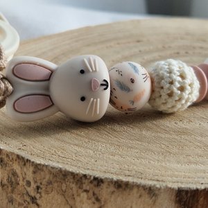Attache Tétine Alana - Perles en silicone Lapin - Cadeau Bébé