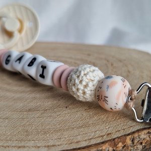 Attache Tétine Alana - Perles en silicone Lapin - Cadeau Bébé