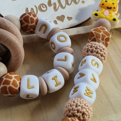 Baby Sam and Lilou Birth Gift Set - Silicone giraffe teether - Baby Gift