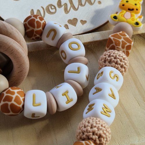 Coffret Cadeau Naissance Bébé Sam et Lilou - Perle silicone giraffe- Cadeau Bébé