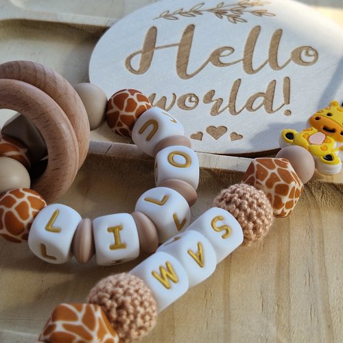 Coffret Cadeau Naissance Bébé Sam et Lilou - Perle silicone giraffe- Cadeau Bébé