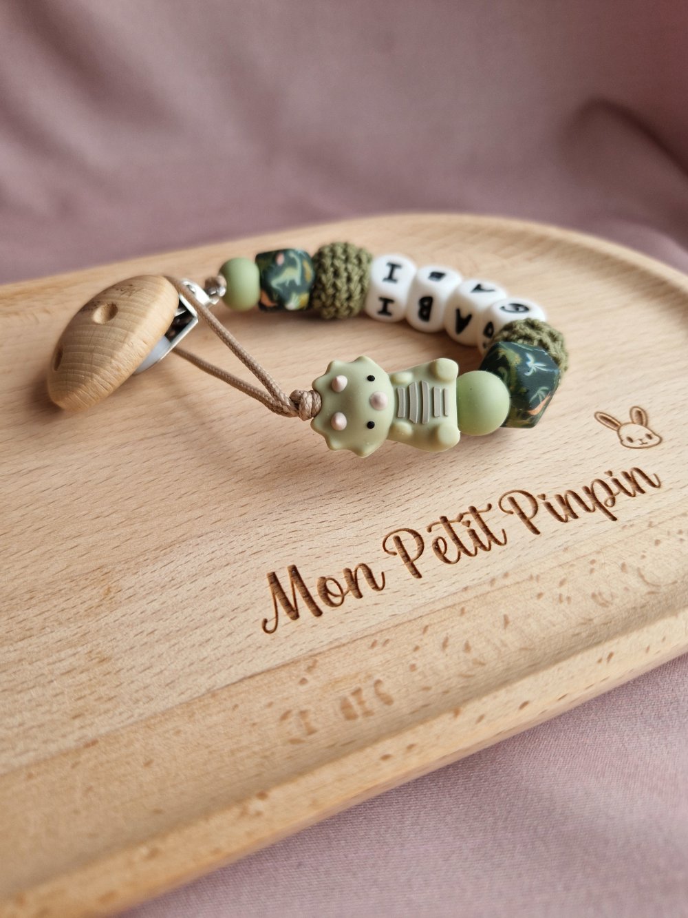 Attache tétine Ops - Perles en silicone - Cadeau Bébé